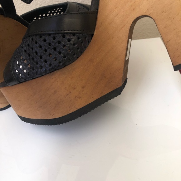 Free People Rendezvous black wood heel clog boho - Picture 6 of 9